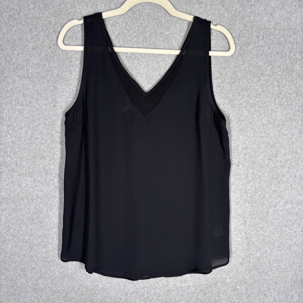 Maurices Mesh Panel Sleeveless Cami Blouse Medium Black Flowy Tank Top Career